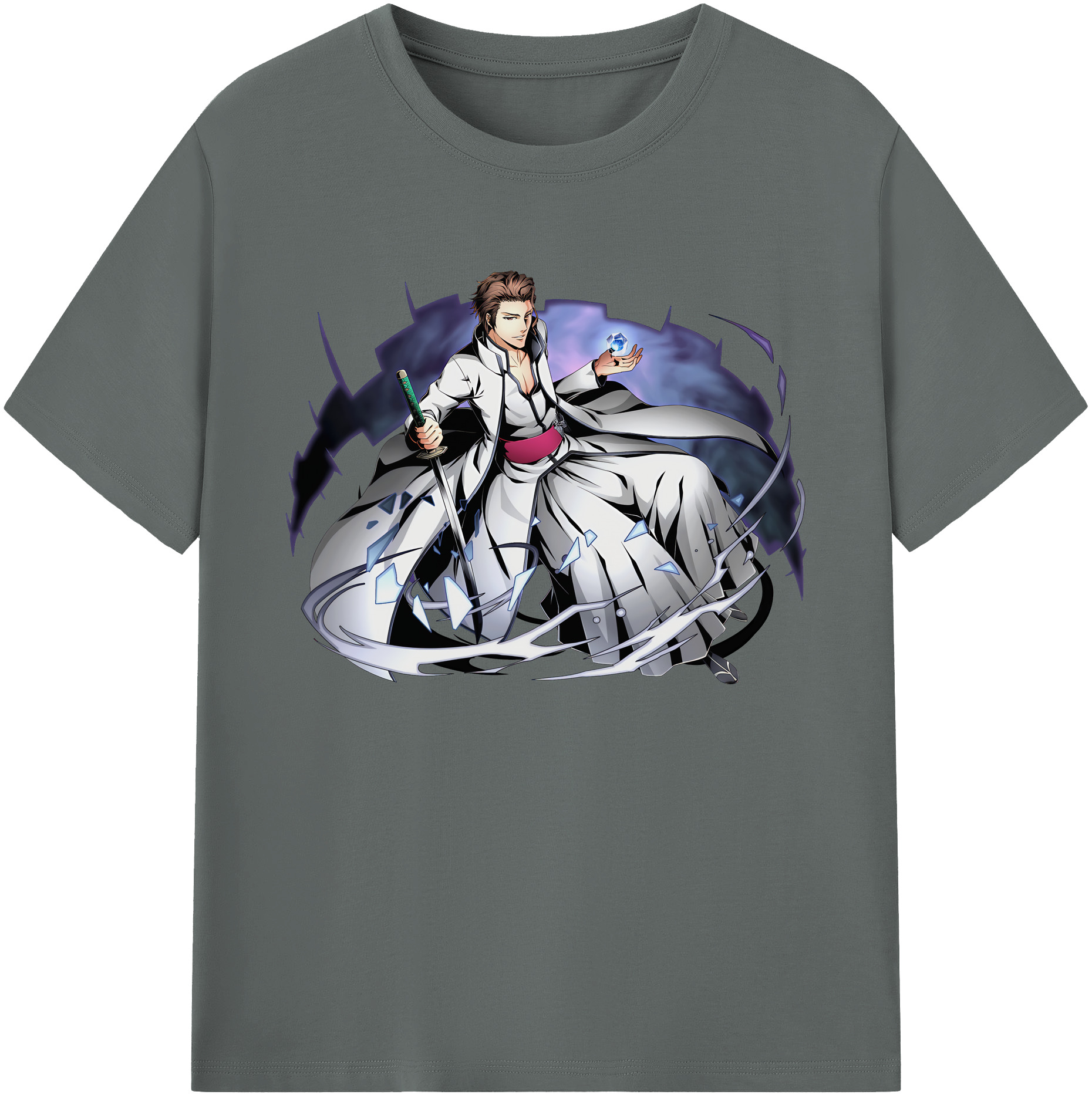 （画像用） ブリーチ 藍染 惣右介（あいぜん そうすけ） BLEACH Aizen Sousuke 綿100％ メンズ半袖Tシャツ｜肌触りやわらか＆通気性